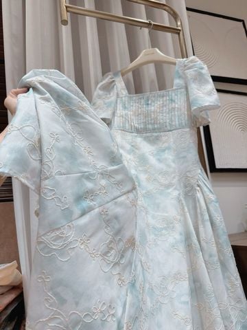 LH009 ĐẦM OMBRE XANH XẾP LI NGỰC