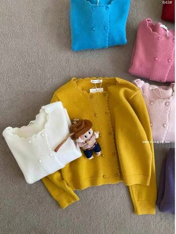 LEN6138 ÁO LEN TAY DÀI PHỐI 2 HÀNG NÚT ( KEM ) 643