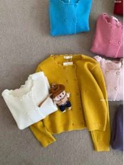 LEN6138 ÁO LEN TAY DÀI PHỐI 2 HÀNG NÚT ( KEM ) 643