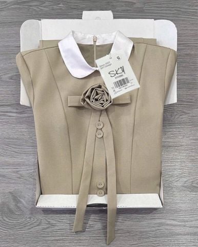 SKY8944 ĐẦM DÀI ĐÍNH NƠ CỔ (DA )