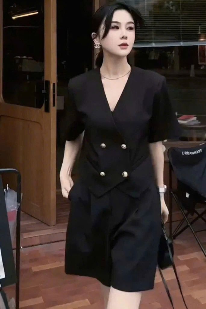 TB8890 SET VEST QUẦN NGỐ (ĐEN)