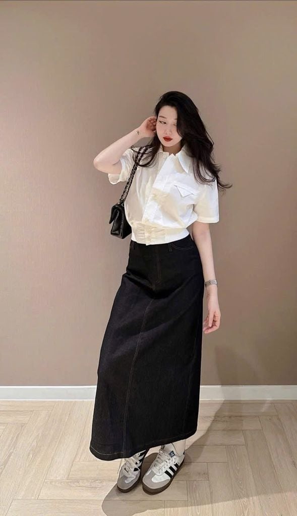 TB9004 SET SƠMI BO EO - CHÂN VÁY JEAN
