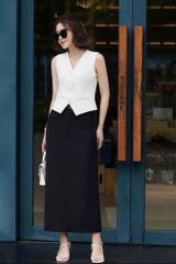 VGU1309 SET GILE TRẮNG - CHÂN VÁY A DÀI