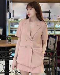 TB8895 SET ÁO VEST - CHÂN VÁY NGẮN (NÂU)