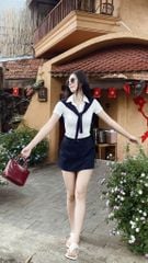 VGU1307 SET ÁO POLO - CHÂN VÁY NGẮN KÈM CHOÀNG