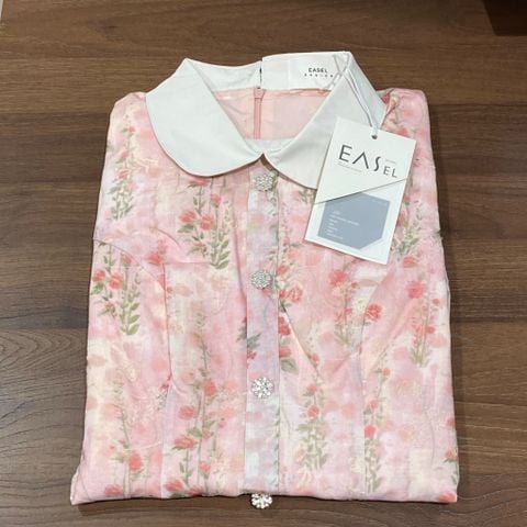 OAK0110 ĐẦM HOA CỔ SEN NÚT NGỌC (HỒNG)