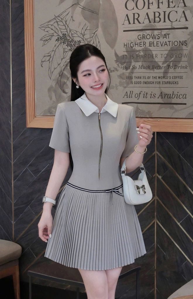 TB5820 ĐẦM XẾP LI PHỐI DÂY KÉO (KEM)