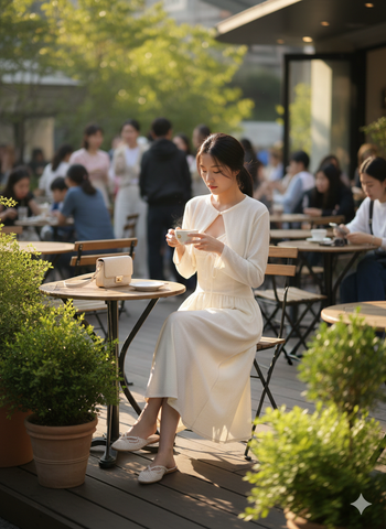 LH0002T ĐẦM HOA NHÚNG NGỰC KÈM KHOÁC (TRẮNG KEM)