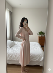 LH0002H ĐẦM HOA NHÚNG NGỰC KÈM KHOÁC (HỒNG)