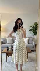 AHA006 ĐẦM CHẤM BI KEM XOẮN NGỰC