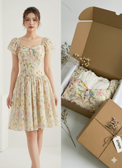 Đầm xô thêu ngắn màu kem