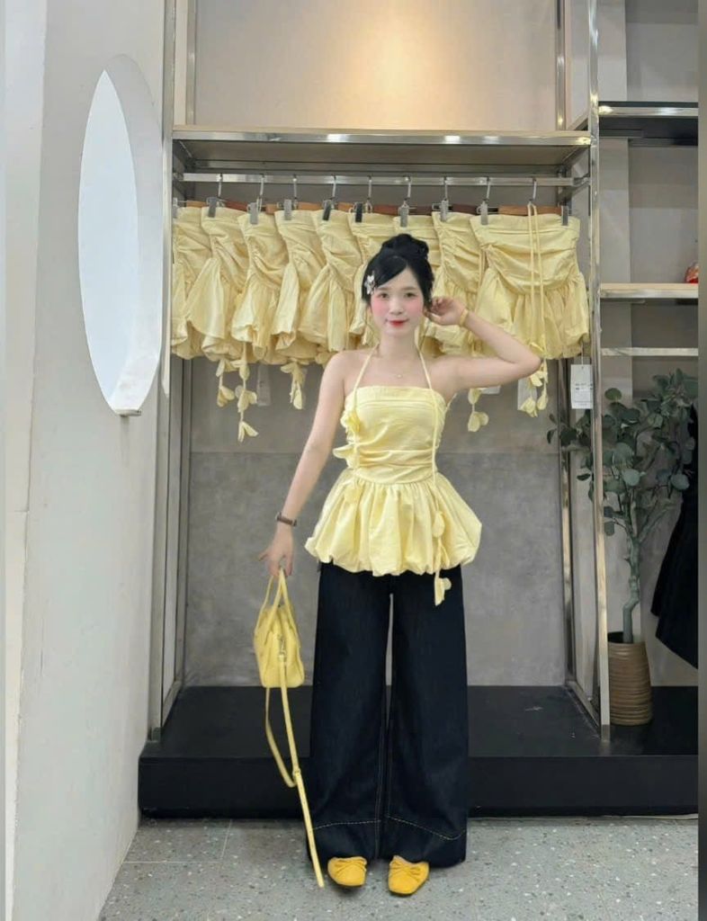 VGU0538 - SET ÁO ỐNG VÀNG - QUẦN DÀI ( KÈM DÂY)