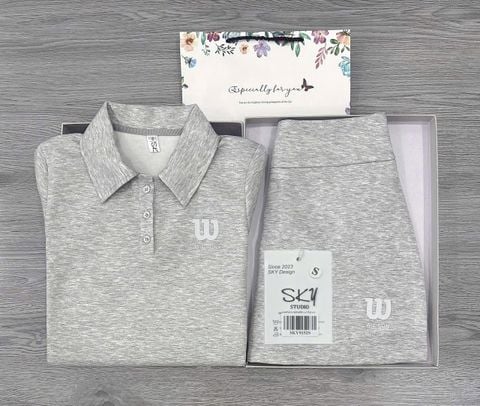 SKY9152 SET ÁO POLO - QUẦN VÁY (XÁM)