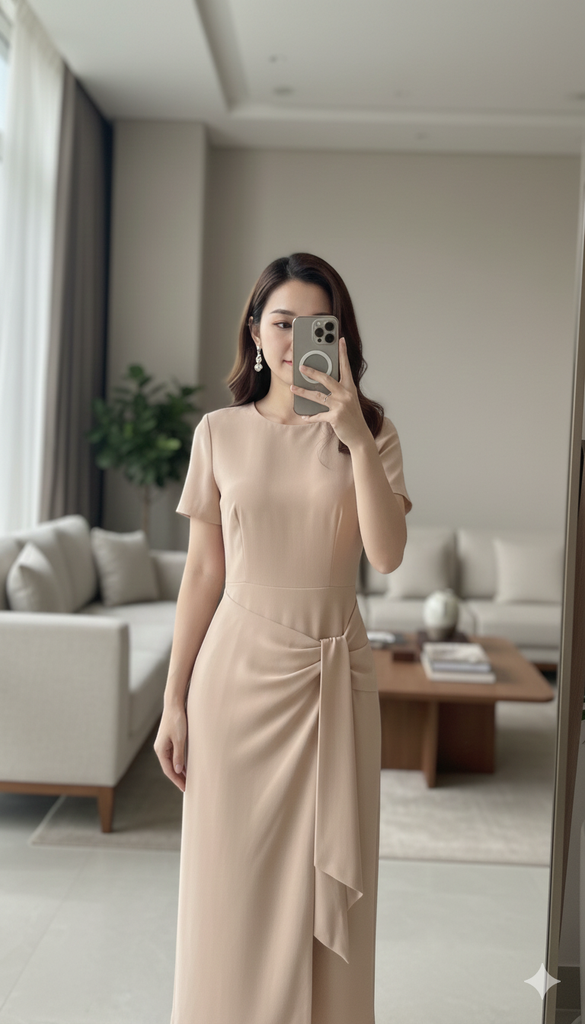 Đầm midi Serena thắt eo