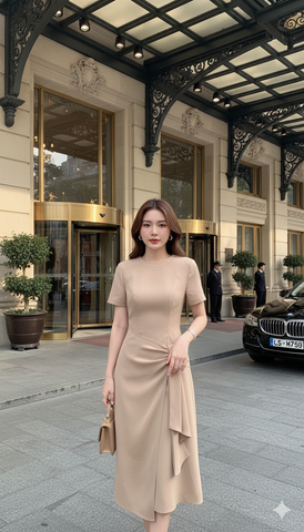 Đầm midi Serena thắt eo