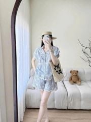 TQ4526 SET SỌC XANH THÊU - QUẦN SHORT REN SÓNG