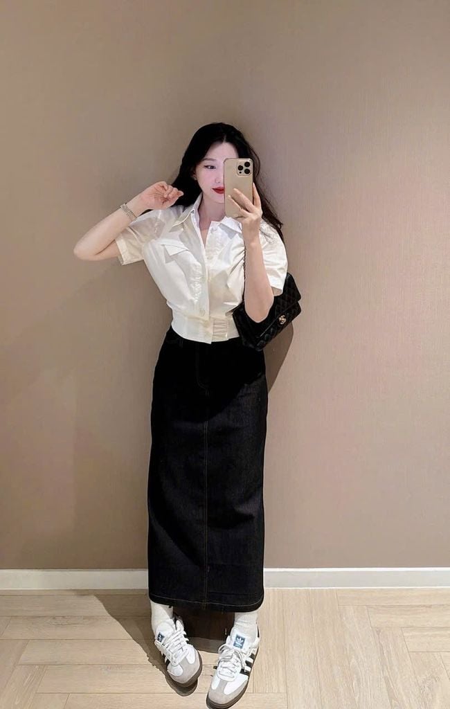 TB9004 SET SƠMI BO EO - CHÂN VÁY JEAN