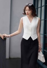 VGU1309 SET GILE TRẮNG - CHÂN VÁY A DÀI