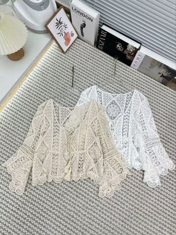 LEN3789 Áo len đan tay cánh dơi Kem + Bra 742