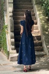 KS1179 ĐẦM JEAN HOA ĐỎ