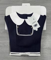 TB8991 JUM NGẮN CỔ SEN PHỐI NƠ EO (X.ĐEN)