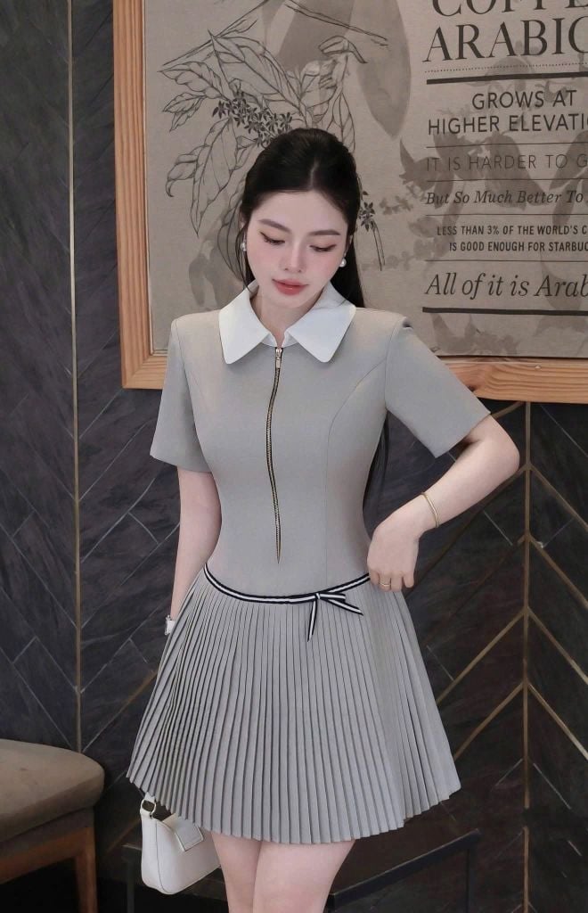 TB5820 ĐẦM XẾP LI PHỐI DÂY KÉO (KEM)