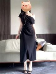 VGU1203 ĐẦM ĐEN LỆCH VAI