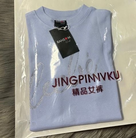 TUN0751 ÁO THUN BE BÉ ĐÍNH ĐÁ (XANH )