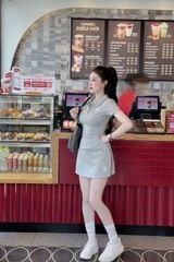 SKY9152 SET ÁO POLO - QUẦN VÁY (XÁM)