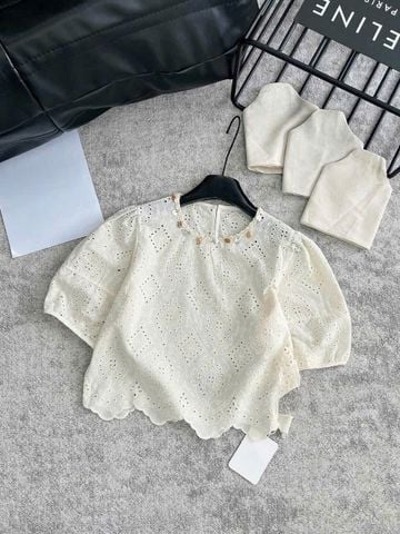 TB8564 - ÁO REN TRẮNG VIỀN GỢN SÓNG ( ÁO LẺ)