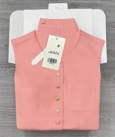 TB8525 - SET ÁO GILE - QUẦN SHORT FULL HỒNG