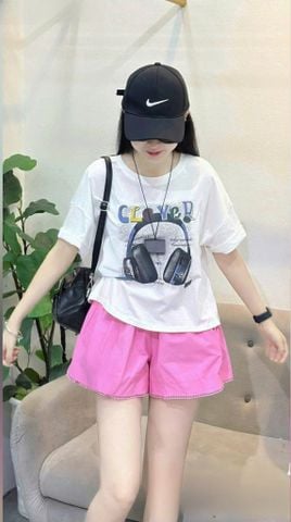 VGU0552 - SET ÁO THUN IN HÌNH - QUẦN SHORT HỒNG