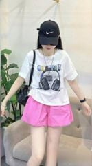 VGU0552 - SET ÁO THUN IN HÌNH - QUẦN SHORT HỒNG
