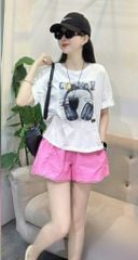 VGU0552 - SET ÁO THUN IN HÌNH - QUẦN SHORT HỒNG