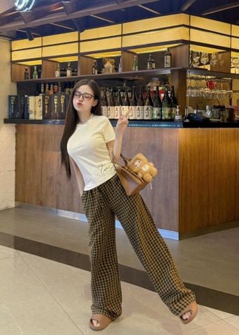 VRA0652 - SET ÁO THUN TRẮNG - QUẦN CARO
