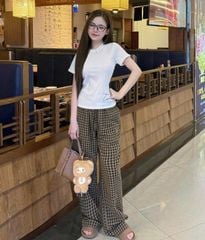 VRA0652 - SET ÁO THUN TRẮNG - QUẦN CARO