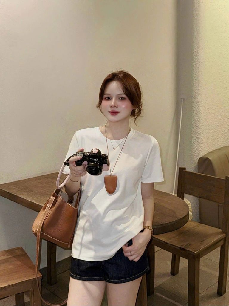 KS0943 - SET ÁO THUN TRẮNG IN CHÚ CÚN + QUẦN SHORT JEAN