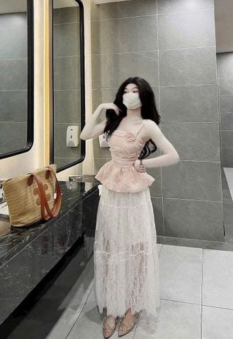 VGU0600 - ÁO 2 DÂY BABY DOLL HỒNG ( ÁO LẺ)