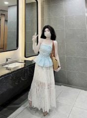 VGU0598 - ÁO 2 DÂY BABY DOLL XANH ( ÁO LẺ)