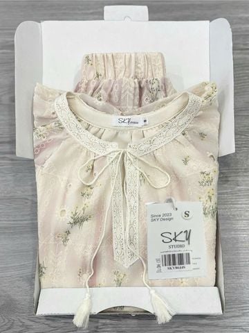 SKY8644 SET REN HOA, QUẦN SHORT (Hồng)