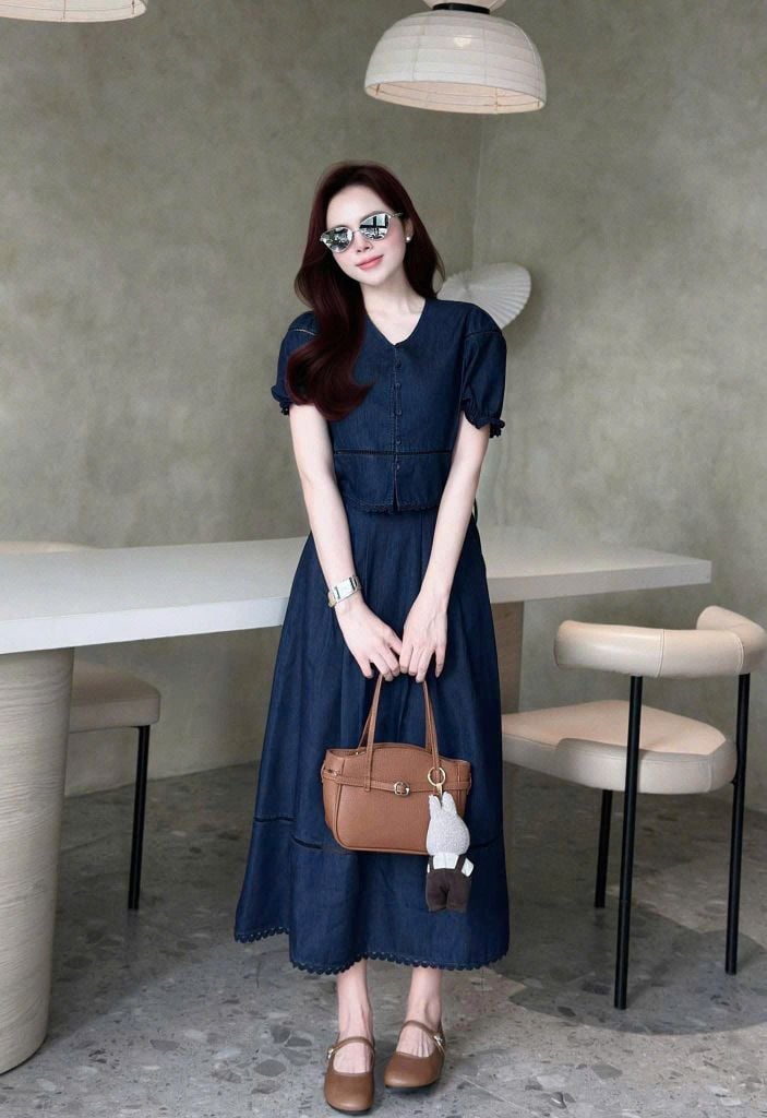 KS0954 - SET ÁO + CHÂN VÁY JEAN DENIM