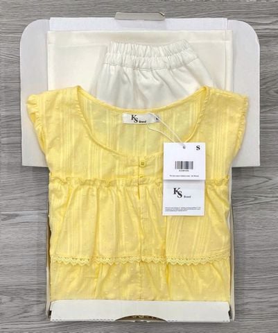 KS0949 - SET ÁO 3 TẦNG MÀU VÀNG - QUẦN DÀI TRẮNG