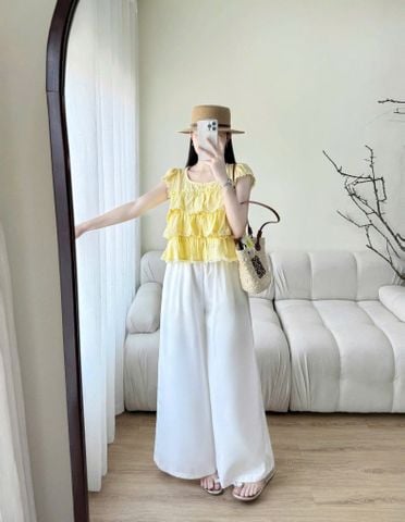 KS0949 - SET ÁO 3 TẦNG MÀU VÀNG - QUẦN DÀI TRẮNG
