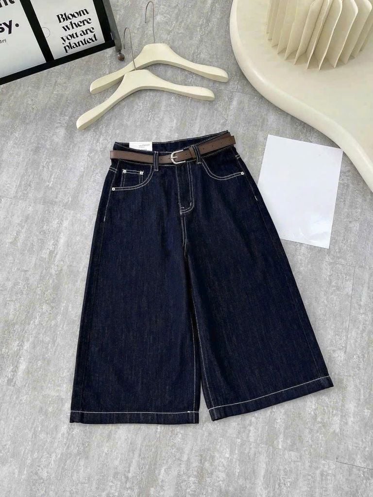 TB8581 - QUẦN JEAN NGỐ ỐNG RỘNG XANH ĐẬM ( KÈM NỊT)