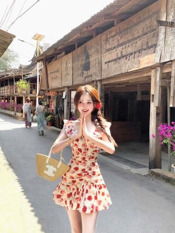 VGU0622 - ĐẦM NGẮN HỌA TIẾT HOA