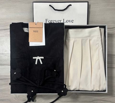 VGU0620 - SET ÁO PEPLUM TAG NƠ CC - QUẦN DÀI ( KEM DÂY CỘT EO)