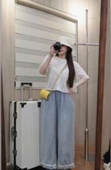 VGU0617 - SET CC ÁO  CỔ TRÒN NÚT BỌC- QUẦN DÀI VIỀN BÈO