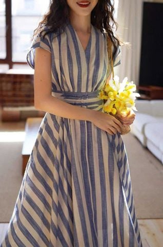 VGU0618 ĐẦM SƠ MI XANH