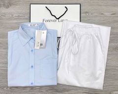 KS0962  - SET ÁO SƠ MI TAY HẾN VIỀN BÈO - QUẦN DÀI
