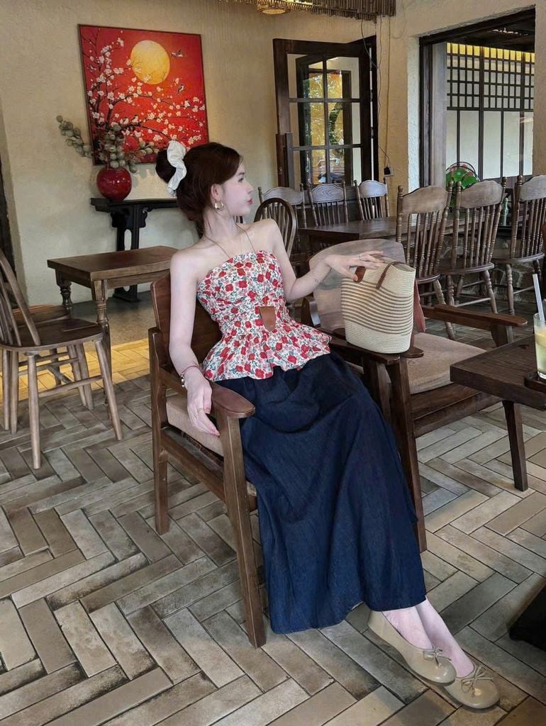 TB8593 - SET ÁO ỐNG HOA CC - CHÂN VÁY DÀI